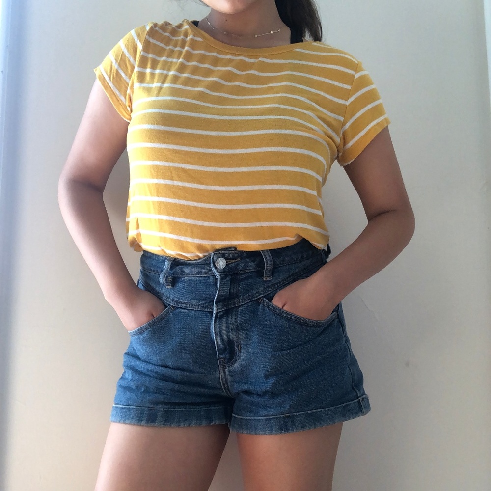 Striped Mustard Soft & Sexy T Shirt
